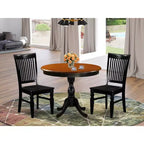 3-Piece Black and Cherry Finish Solid Wood Top - Dining Room Set - Seats 4