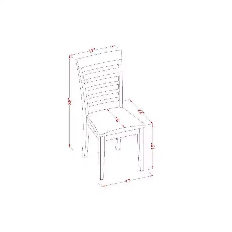 Tavolo da pranzo HomeStock 5 pezzi in legno massello con finitura mogano e 4 sedie