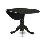 3-Piece Black Finish Solid Wood Top-Round Upholstered Dining Room Set -Seats 4
