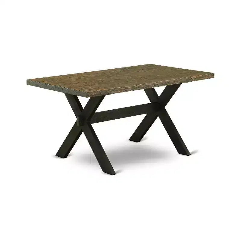 Tavolo da pranzo HomeStock rettangolare da 7 pezzi con piano in legno massello con finitura anticata Jacobean e 6 sedie Parson