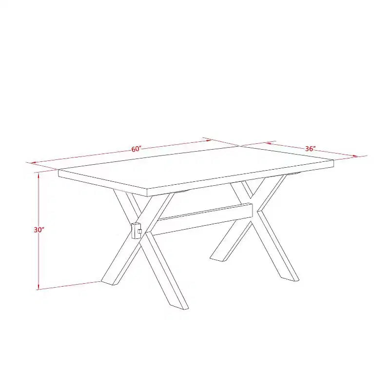 Tavolo da pranzo HomeStock rettangolare da 7 pezzi con piano in legno massello con finitura anticata Jacobean e 6 sedie Parson