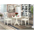 Set da pranzo 3 pezzi con piano in legno massello finitura lino bianco - 4 posti