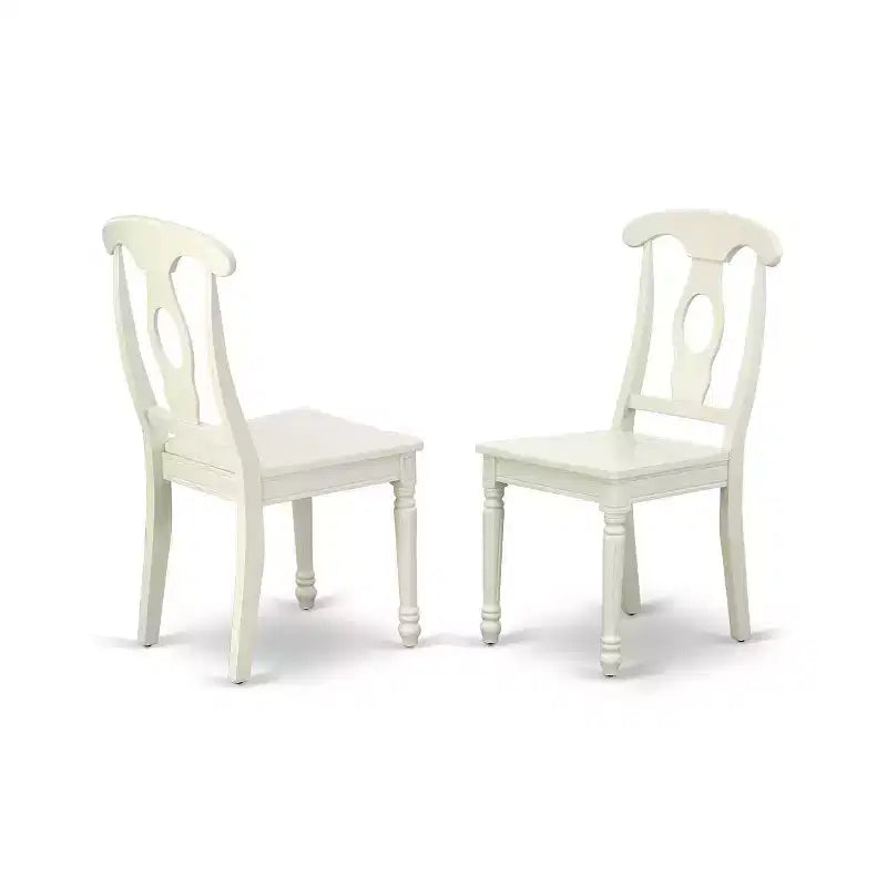 Set da pranzo 3 pezzi con piano in legno massello finitura lino bianco - 4 posti