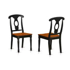 HomeStock Set da Pranzo Rotondo da 3 Pezzi, Tavolo con Piano in Legno Massello Finitura Nera e Ciliegio e 2 Sedie