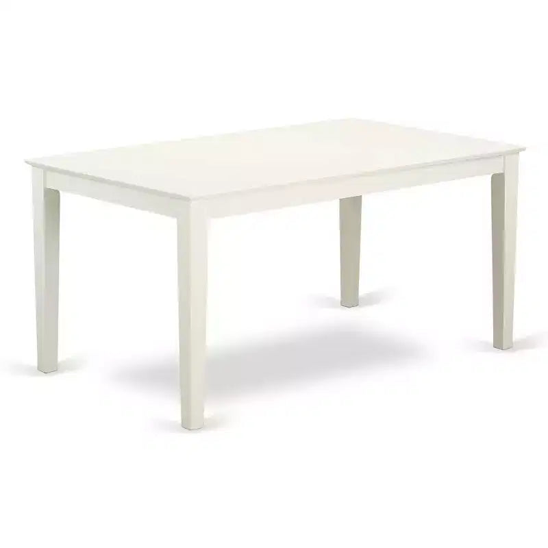 Tavolo da pranzo HomeStock 7 pezzi rettangolare con piano in legno massiccio finitura bianco lino e 6 sedie Parson