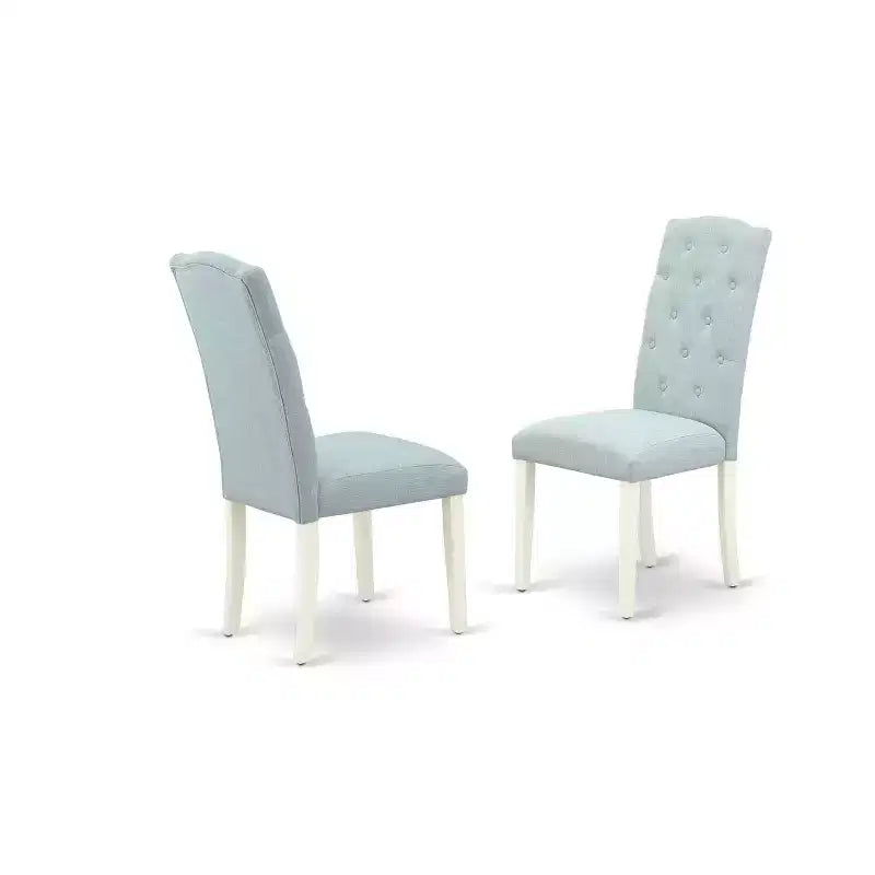 Tavolo da pranzo HomeStock 7 pezzi rettangolare con piano in legno massiccio finitura bianco lino e 6 sedie Parson