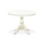 HomeStock Tavolo da pranzo in legno massello con piano bianco lino e 4 sedie, 5 pezzi