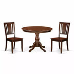 3-Piece Mahogany Finish Solid Wood Top - Dining Room Set - Seats 4