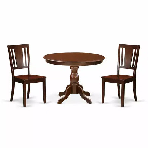 3-Piece Mahogany Finish Solid Wood Top - Dining Room Set - Seats 4