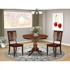 3-Piece Mahogany Finish Solid Wood Top - Dining Room Set - Seats 4