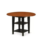 Vintage 3 Piece Dinette Set - Round Table & 2 Chairs - Black Cherry Finish - Home Kitchen Dining Room
