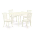 HomeStock 5-Pc Linen White Finish Solid Wood Top - Dining Room Set with Dropleaf - Seats 4