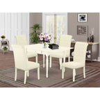 HomeStock 5-Piece Linen White Finish Solid Wood Top - Dining Room Set with Dropleaf (Seats-4)