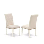 HomeStock 5-Piece Linen White Finish Solid Wood Top - Dining Room Set with Dropleaf (Seats-4)