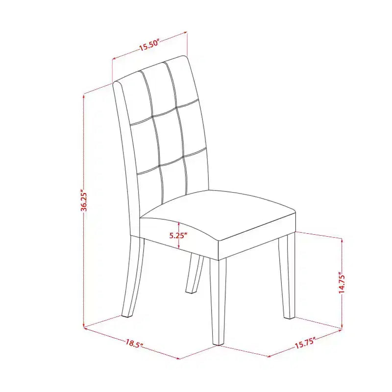 Set da pranzo rettangolare in legno massello finitura mogano a 5 pezzi - 4 posti a sedere