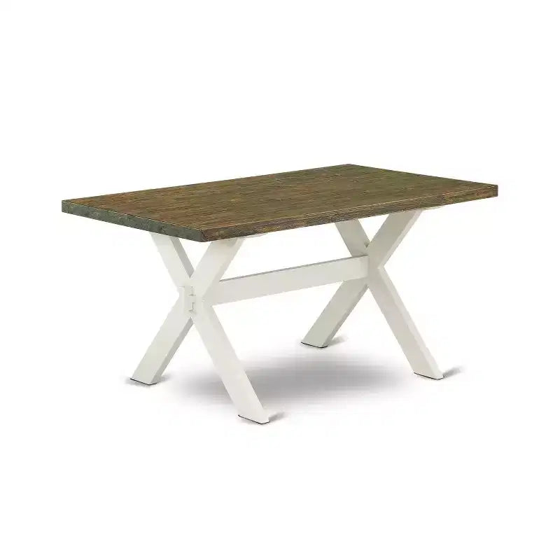 Tavolo da pranzo 7 pezzi in legno massello con finitura rovere naturale e 6 sedie con