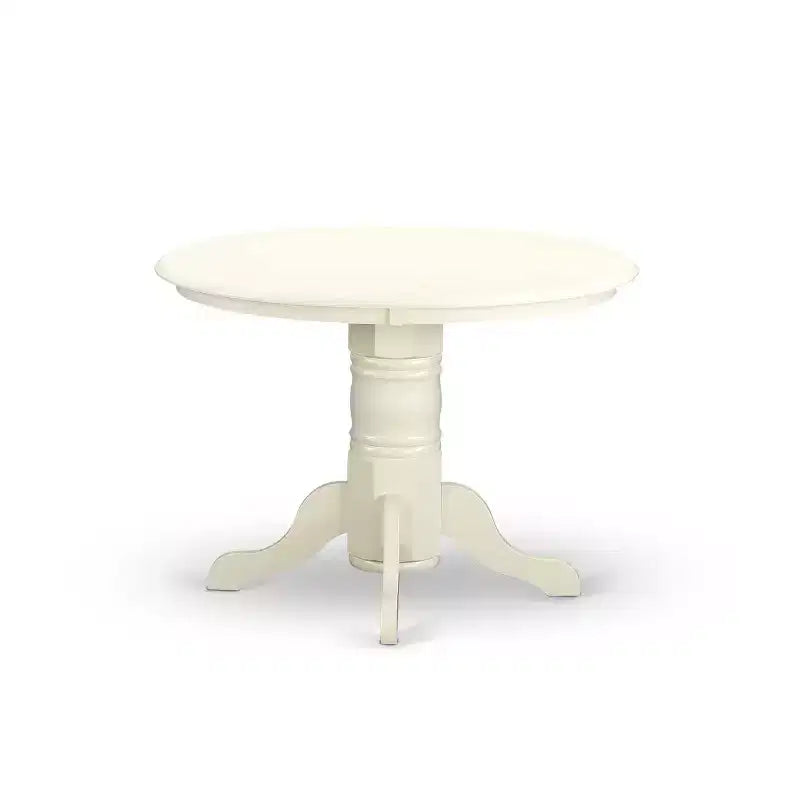HomeStock Set da Pranzo 5 Pezzi con Tavolo Rotondo e 4 Sedie Parson, Finitura Bicolore Lattementa e Ciliegio, Piano in Legno Massello