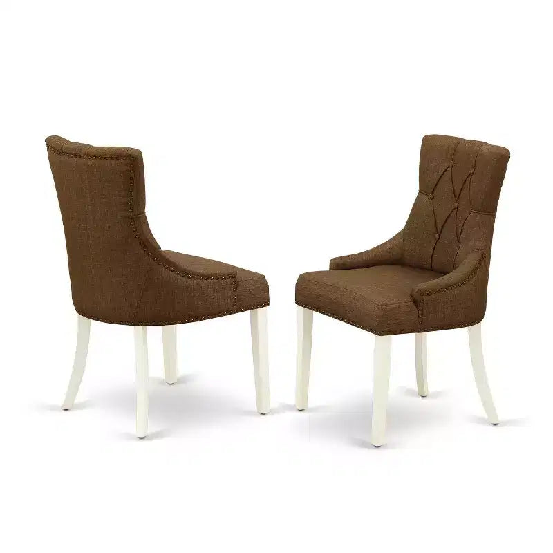 HomeStock Set da Pranzo 5 Pezzi con Tavolo Rotondo e 4 Sedie Parson, Finitura Bicolore Lattementa e Ciliegio, Piano in Legno Massello