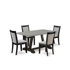 HomeStock 5-Piece Natural Oak Finish Solid Wood Top Dining table with 4 Chairs