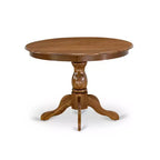 Set da pranzo rotondo imbottito a 3 pezzi in legno massello finitura noce antico - 4 posti