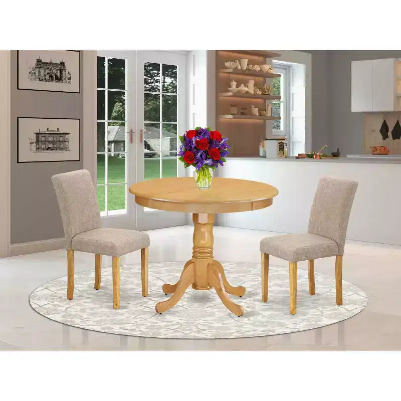Set da pranzo "Country Francese" - Set tavolo e sedie 3 pezzi - Mobili da sala da pranzo in lino