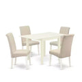 HomeStock 5-Pc Linen White Finish Solid Wood Top-Dining Room Set-Seats 4