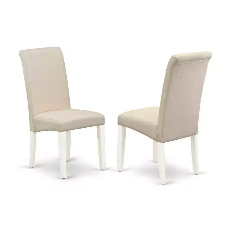 HomeStock Set da Pranzo 5 Pezzi con Top in Legno Massello Finitura Lino Bianco - Posti a Sedere per 4
