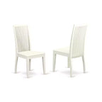 HomeStock tavolo da pranzo da 5 pezzi con piano in legno massello con finitura lino bianco e 4 sedie con schienale a doghe