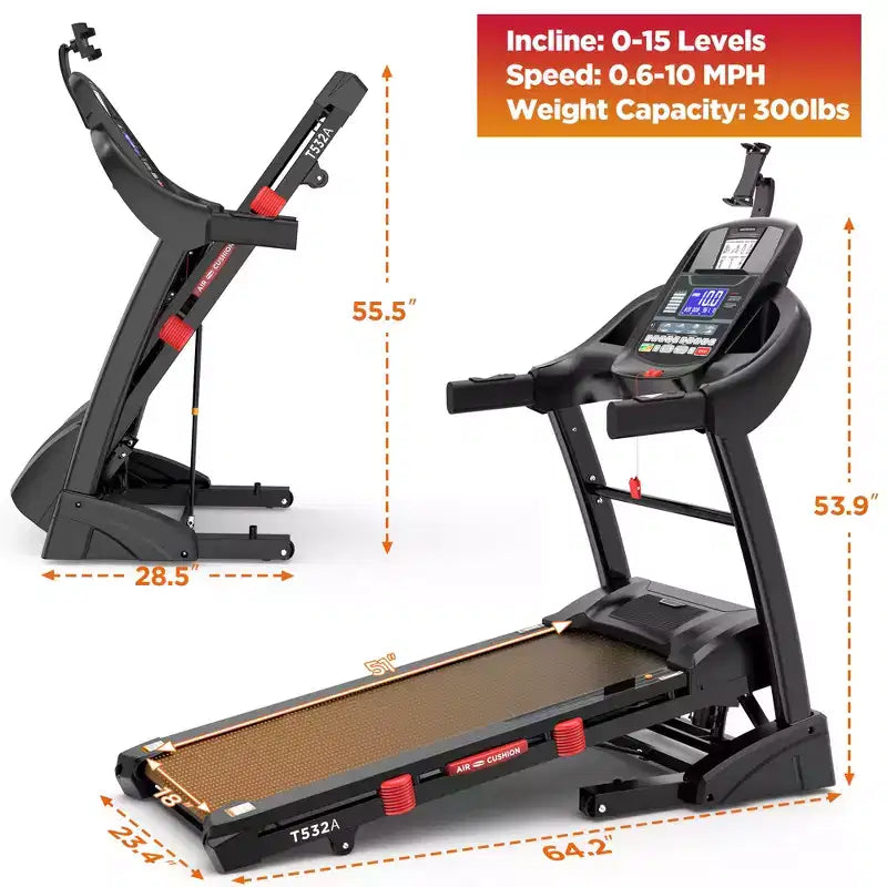 Tapis Roulant Pieghevole da 4.5HP per Casa, 15 Livelli di Inclinazione Automatica, Supporto 136 kg, 71 Programmi di Allenamento, Controllo Smart APP FitShow, 16 km/h, Altoparlanti Bluetooth