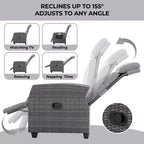 Comfortable Rattan Lounge Sofa All-Weather PE Wicker Recliner Patio Chairfor Garden, Patio,