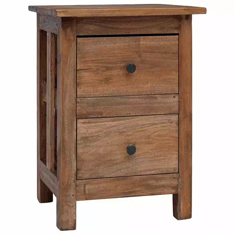 Comodino Marrone in Legno Massello di Mogano 40x30x51 cm