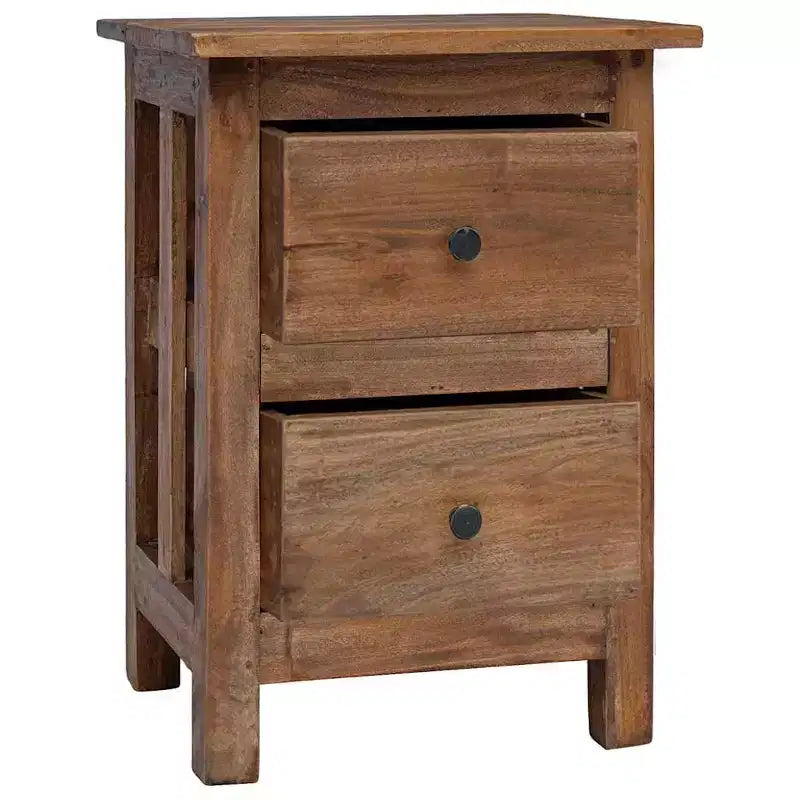 Comodino Marrone in Legno Massello di Mogano 40x30x51 cm
