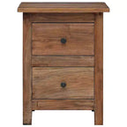 Comodino Marrone in Legno Massello di Mogano 40x30x51 cm