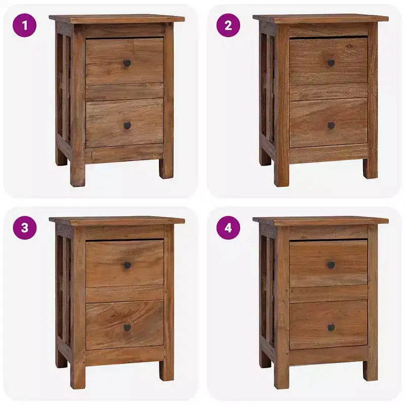 Comodino Marrone in Legno Massello di Mogano 40x30x51 cm