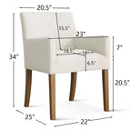 Set of 6 Upholstered Dining Chairs with Arms, Modern Linen Armchairs with Wooden Legs, Accent Chairs for Dining Room, Living Room - Panipeachy