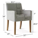 Set of 6 Upholstered Dining Chairs with Arms, Modern Linen Armchairs with Wooden Legs, Accent Chairs for Dining Room, Living Room - Panipeachy