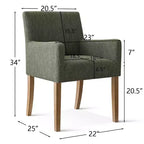 Set of 6 Upholstered Dining Chairs with Arms, Modern Linen Armchairs with Wooden Legs, Accent Chairs for Dining Room, Living Room - Panipeachy