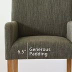 Set of 6 Upholstered Dining Chairs with Arms, Modern Linen Armchairs with Wooden Legs, Accent Chairs for Dining Room, Living Room - Panipeachy