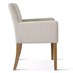 Set of 6 Upholstered Dining Chairs with Arms, Modern Linen Armchairs with Wooden Legs, Accent Chairs for Dining Room, Living Room - Panipeachy