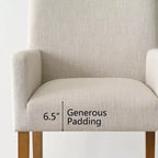 Set of 6 Upholstered Dining Chairs with Arms, Modern Linen Armchairs with Wooden Legs, Accent Chairs for Dining Room, Living Room - Panipeachy