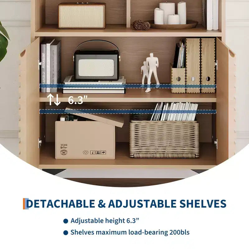 Fluted Sideboard Cabinet with Adjustable Shelves, Modern Buffet Storage Cabinet for Kitchen, Living Room, Dining Room, or Entryway