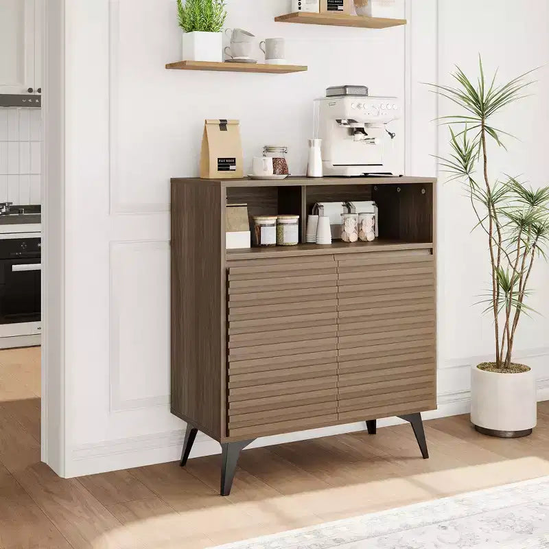 Fluted Sideboard Cabinet with Adjustable Shelves, Modern Buffet Storage Cabinet for Kitchen, Living Room, Dining Room, or Entryway