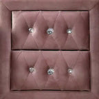 Comodino moderno Royal Hampton 17 pollici imbottito, 2 cassetti, maniglie in cristallo, rosa