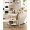 Kitchen Rolling Island Cart, 35.4 Mobile Kitchen Cart with Drawer, Adjustable Shelf, 4 Locking Wheels, 257 lb Capacity, Oak Beige & White