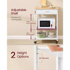 Carrello da Cucina su Ruote, Carrello Mobile da Cucina da 89,9 cm con Cassetto, Ripiano Regolabile, 4 Ruote Bloccabili, Capacità 116 kg, Beige Quercia e Bianco