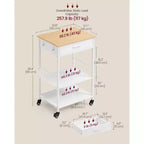 Carrello da Cucina su Ruote, Carrello Mobile da Cucina da 89,9 cm con Cassetto, Ripiano Regolabile, 4 Ruote Bloccabili, Capacità 116 kg, Beige Quercia e Bianco