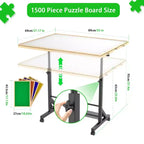 JVNOXK Wooden Puzzle Table with Drawers, Adjustable Puzzle Table, 360 Tilting Puzzle Table with Legs and Wheels, Height and Angle Adjustable