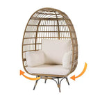 360 Swivel Egg Chair with Cushions, Indoor Outdoor Wicker Egg Basket Lounge Chair for Patio Porch Living Room, All Weather Resistance