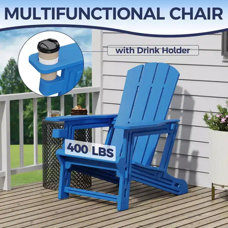 NAYSAYE Patio Chaise Lounge Adirondack Chair 4-Piece Foldable Recliner with Cup Holder 400 LBS Capacity for Backyard Garden, 22.3*30*36.4