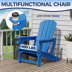 NAYSAYE Patio Chaise Lounge Adirondack Chair 4-Piece Foldable Recliner with Cup Holder 400 LBS Capacity for Backyard Garden, 22.3*30*36.4